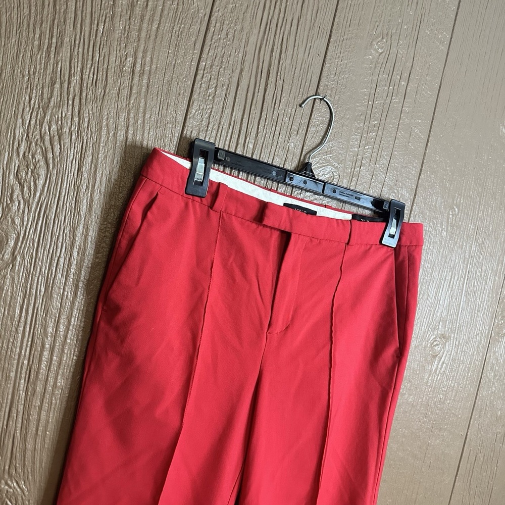 J Crew Womens Size 2 Red Wool Blend Tollegno 1900 Trouser Pants Career Work - Picture 2 of 8